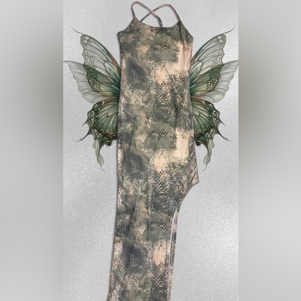 Almost Famous Green and Cream Maxi Dress